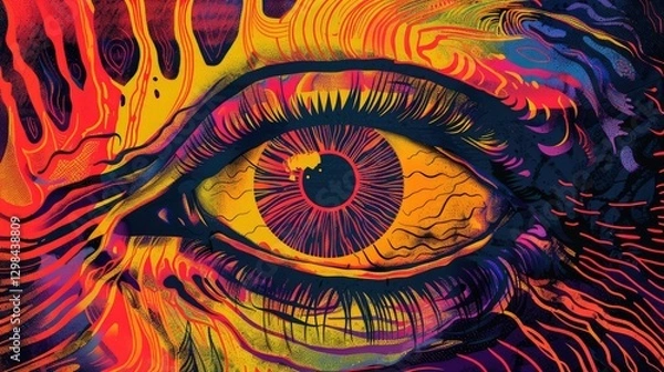 Fototapeta Vibrant close-up of an artistic eye illustration, showcasing intricate details and vivid colors, evoking emotion