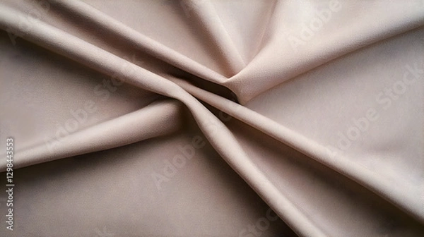 Fototapeta Folded Beige Fabric Surface with Subtle Pattern and Gentle Light Reflection