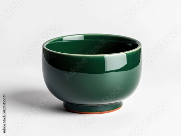 Obraz An isolated green ceramic bowl and cup, empty and clean, are simple kitchenware