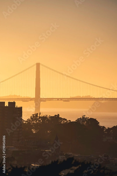 Obraz Golden Gate Bridge Cityscape View At The Sunset, San Francisco, USA