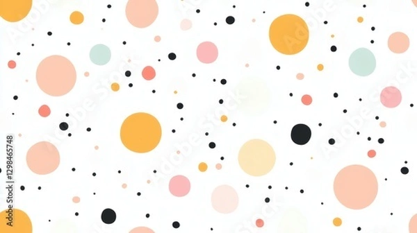 Fototapeta Colorful abstract pattern with various sized circles and dots on a white background for creative projects