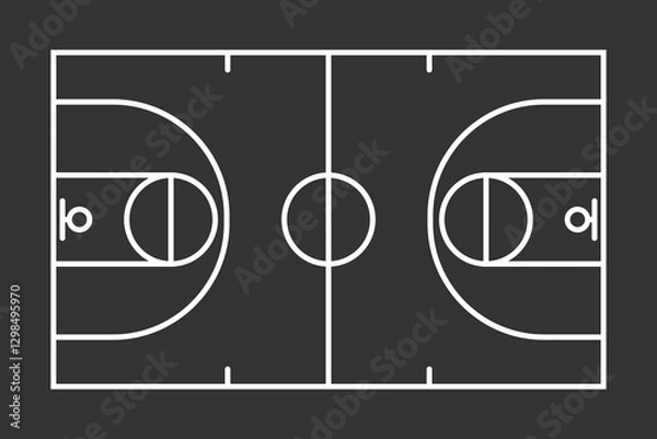 Obraz basketball court design outline vector illustration