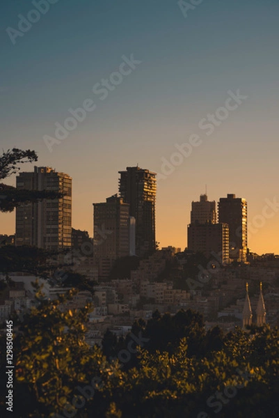 Obraz Golden Gate Bridge Cityscape View At The Sunset, San Francisco, USA