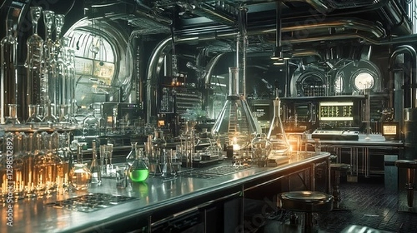 Fototapeta Scientific experimentation in a futuristic laboratory a high-tech environment