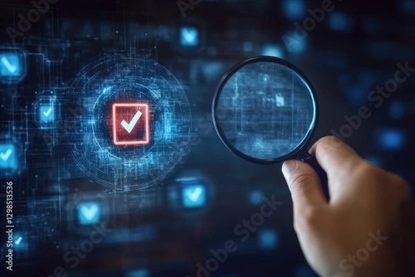 Fototapeta Analyzing digital checkmark approvals