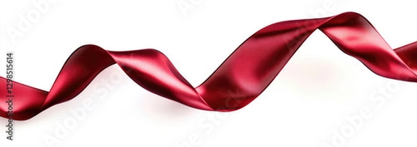 Obraz Red fluttering satin ribbon, isolated on a white background
