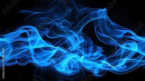 Obraz Solid Blue Background With Wisps of Fog Creating a Minimalist yet Striking Composition That Captures Ethereal Beauty in Monochrome Tones