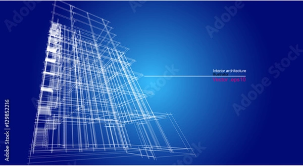 Fototapeta architecture abstract, 3d illustration, vector