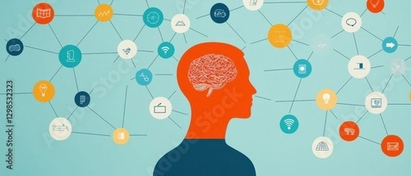 Obraz Hard Skills Infographics concept. Mind Map Infographic Connecting Core Skills for Successful Strategies and Insights