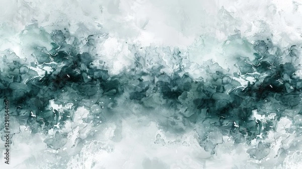 Fototapeta Abstract watercolor texture background with teal and white hues