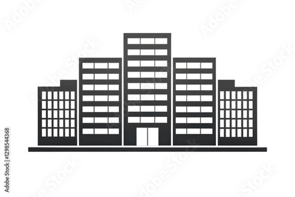 Fototapeta Minimalist Office Building Icon in Flat Design