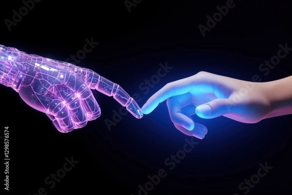 Fototapeta Hand touching human light.