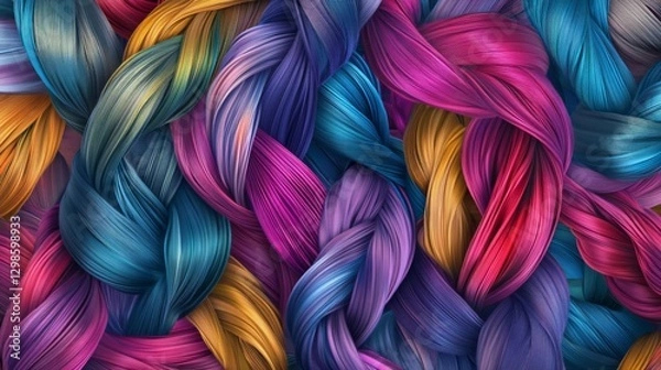 Obraz Abstract strands of vibrantly colored twisted threads creating a bold pattern