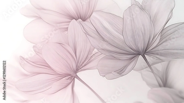 Fototapeta Abstract floral illustration with minimalist style and pastel colors high resolution picture