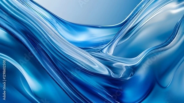 Fototapeta Abstract flowing blue liquid shapes creating a dynamic composition