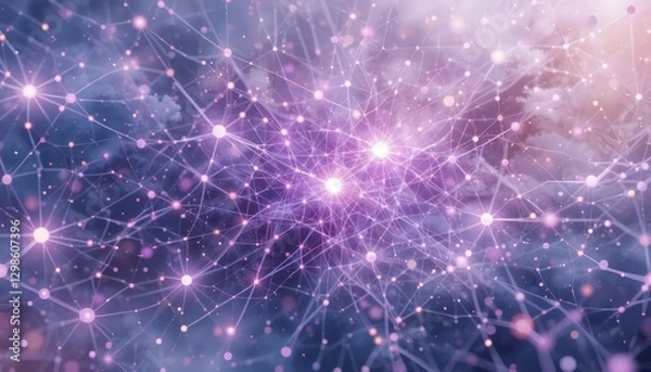 Fototapeta Close-up glowing neural network in pastel purples
