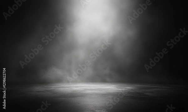 Obraz Dark background, a large dark space with light at the bottom of the screen, black and white tones