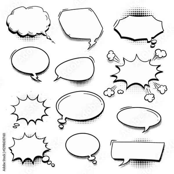 Fototapeta empty comic speech bubbles isolated