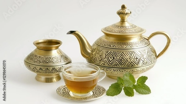 Fototapeta Ornate Tea Set on White Background