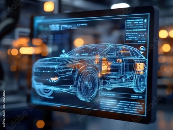 Obraz car design on a computer screen