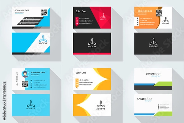 Fototapeta Corporate business card set with abstract logo 