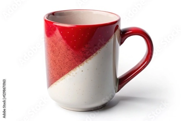 Fototapeta Diagonal pollen dust on a classic white mug, split view.