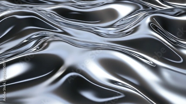 Fototapeta Shimmering metallic waves create dynamic texture, reflecting lig