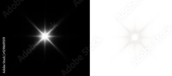 Fototapeta PNG gold star light sparkle, White glow light effect. Starlight sparkle. Light flare effect shine glow. Light PNG. Glowing design elements