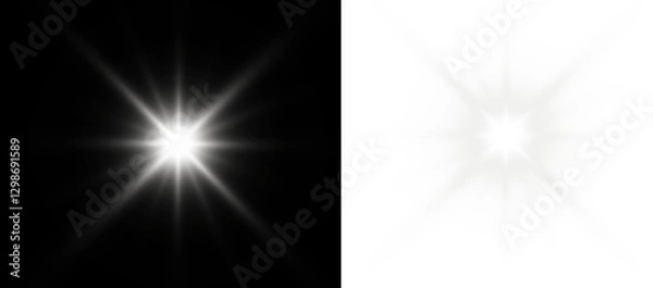 Fototapeta PNG gold star light sparkle, White glow light effect. Starlight sparkle. Light flare effect shine glow. Light PNG. Glowing design elements