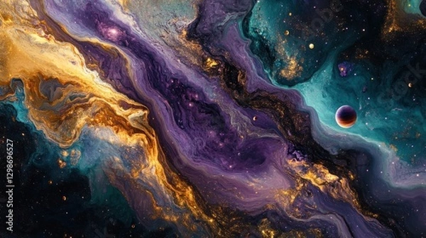 Fototapeta Purple cosmic nebula space universe vibrant.