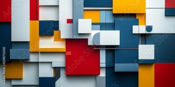 Fototapeta Abstract arrangement of various colored shapes in a geometric style