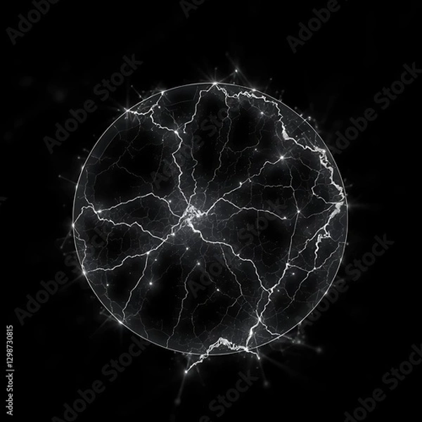 Fototapeta Futuristic Digital Map with Glowing Lines