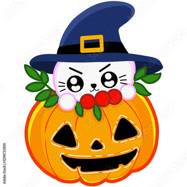 Obraz Pumpkin Witch Cat