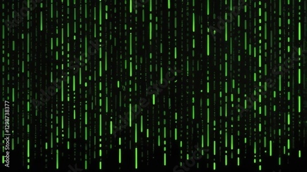 Obraz Abstract Green Digital Rain Background Futuristic Technology Binary Code Data Stream Cyber Security