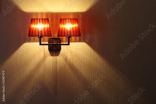 Obraz red lamp on wall.