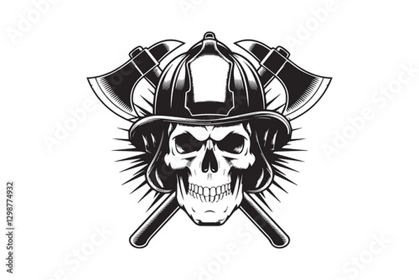 Obraz Firefighter Helmet and Skull 
 vector