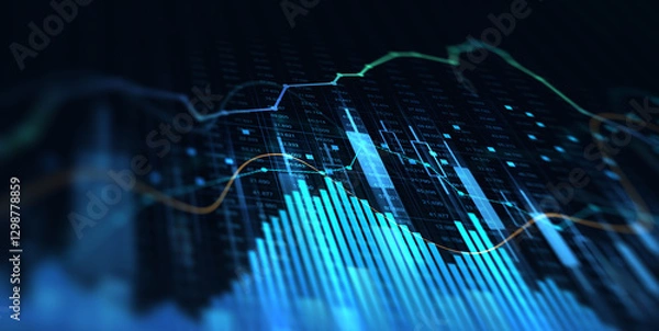Obraz Trade business analytics graph and financial chart investment. Stock market investment trading graph and crypto currency.	
