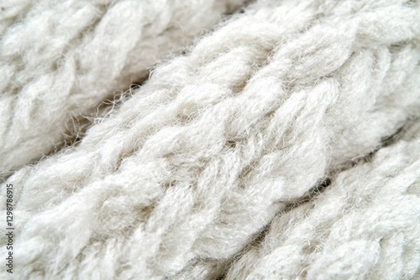 Fototapeta A close-up shot of a chunky knit fabric, showcasing its texture and craftsmanship, creating a cozy and warm textile background, perfect for winter designs.