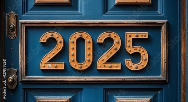 Fototapeta 2025 lettering on a signage in door background