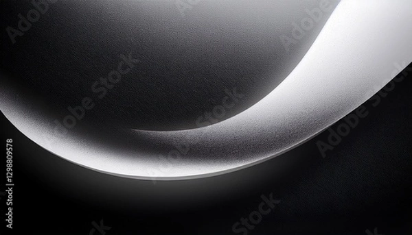 Fototapeta Grey black white glowing abstract gradient shape on black grainy background minimal header cover poster design copy space