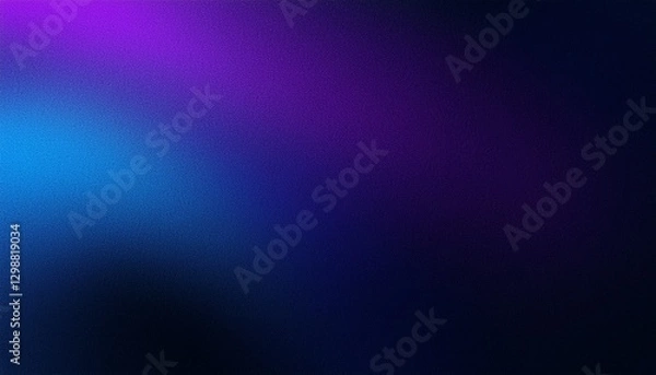 Fototapeta Dark blue purple glowing grainy gradient background black noise texture poster header banner design