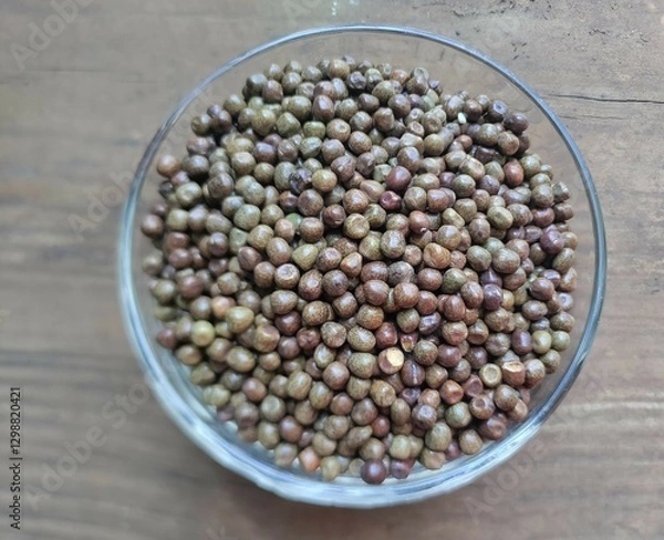 Fototapeta Black peas, parched peas or dapple peas, purple-podded peas or Pisum sativum var arvense