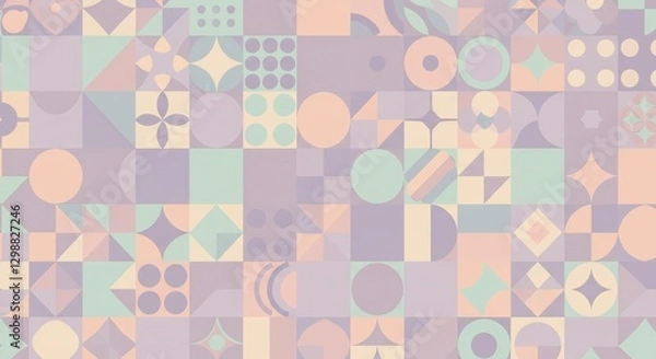 Fototapeta Pastel Geometric Pattern Softly Arranged. AI Generated