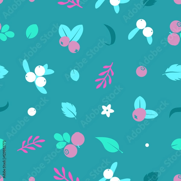 Obraz Vector flat blueberries, seamless creative pattern.