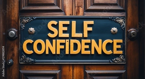 Fototapeta self confidence lettering on a signage in door background