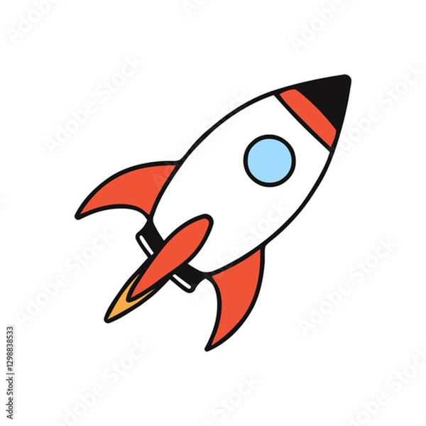 Fototapeta Rocket icon. Spaceship, rocket launch symbol. Vector illustration.