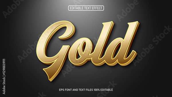 Fototapeta Gold text 3d style editable text effect
