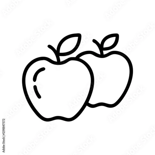 Fototapeta Healthy school snacks icon with apples in black outline style