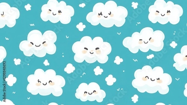 Obraz Cute clouds pattern background for children's design
