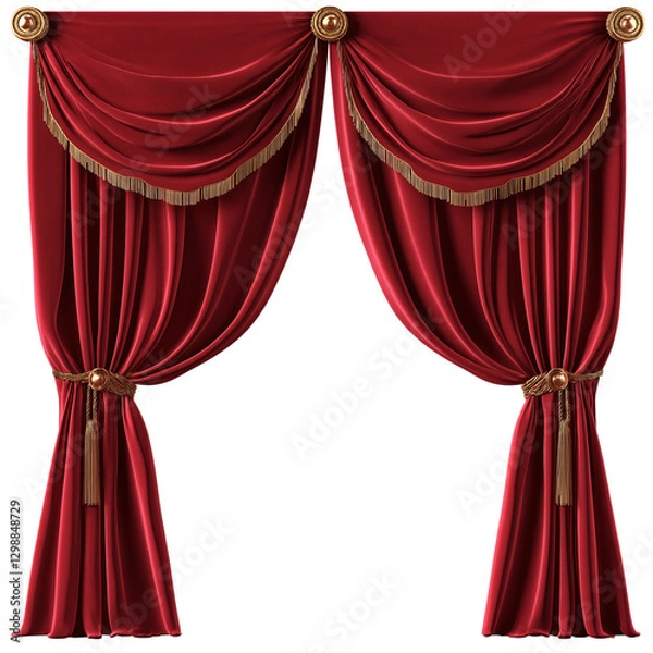 Fototapeta Luxurious Red Velvet Theatre Curtains Against png isolated on transparent background